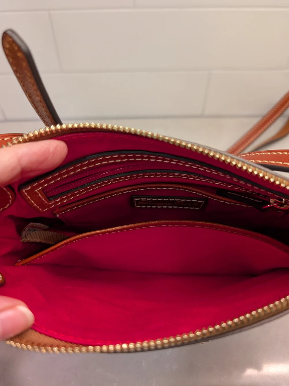 Dooney & Bourke Pebble Grain Leather Lexington In Gray/Brown